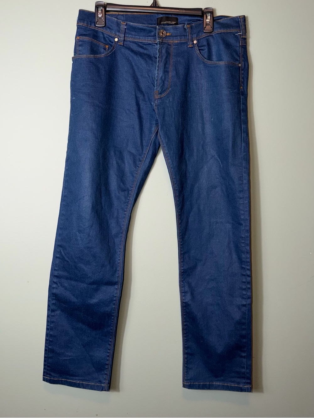 Zara Man Black Tab Straight Jeans in Deep Indigo 34X34